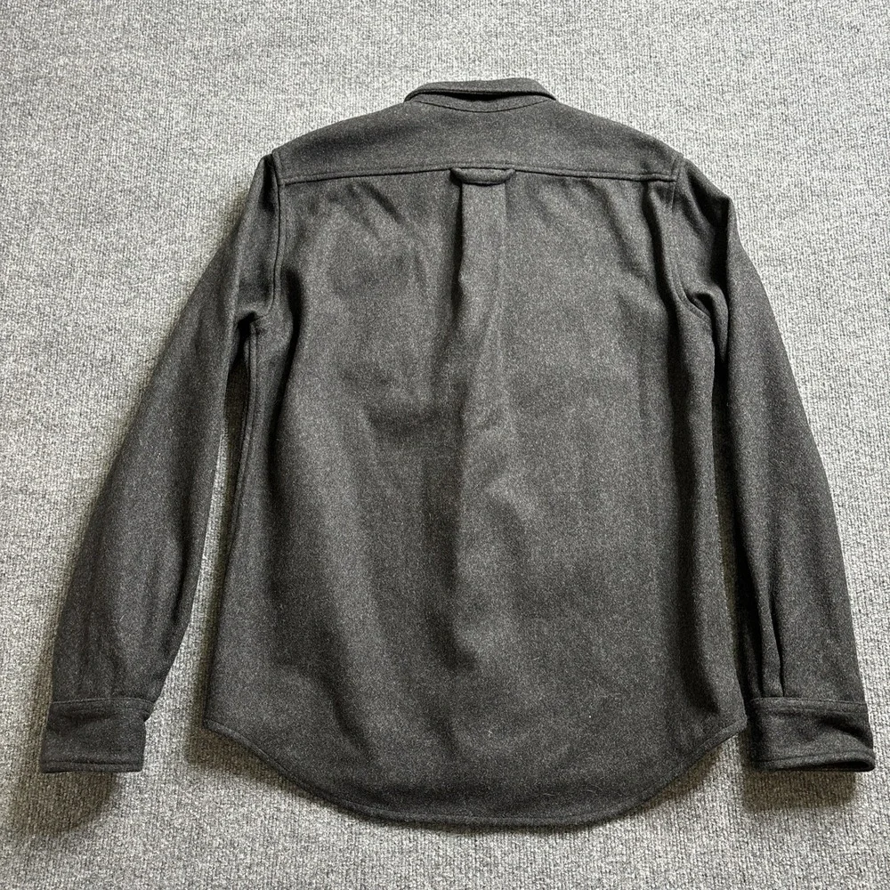 Anian Modern Melton‎ Overshirt Dark Gray Size Large Recycled Wool Shirt Jacket